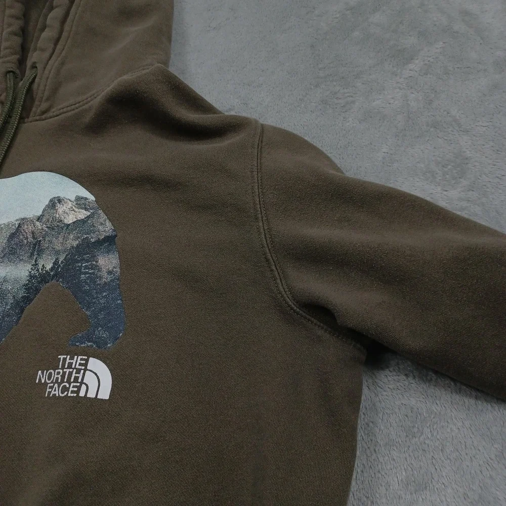 North Face Sweater Mens Large Green Hoodie Bear‎ Outdoor Casual